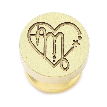 Constellation Golden Tone Wax Seal Brass Stamp Heads, for Invitations, Envelopes, Gift Packing, Virgo, 15x14mm, Inner Diameter: 7mm