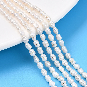 Natural Cultured Freshwater Pearl Beads Strands, Rice, Creamy White, 4~6x3~4mm, Hole: 0.5mm, about 61~71pcs/strand, 13.39~13.78''(34~35cm)