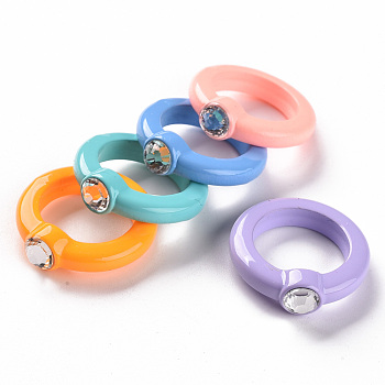 Opaque Acrylic Finger Rings, Mixed Color, US Size 7 1/2(17.7mm)