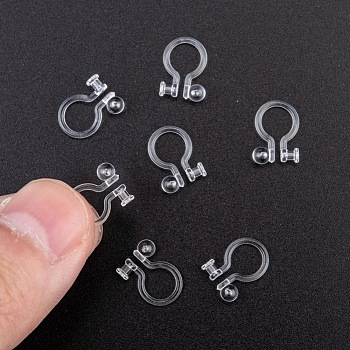 Plastic Clip-on Earring Findings, Clear, 11x8x3mm, Hole: 0.65mm