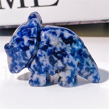 Natural Blue Spot Jasper Carved Healing Rhinoceros Figurines, Reiki Energy Stone Display Decorations, 48x34mm