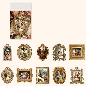 20Pcs 10 Styles Waterproof PET Stickers Set, Decorative Stickers, Locke Memories Series, Camel, 60~70x32~68x0.1mm, 2pc/style