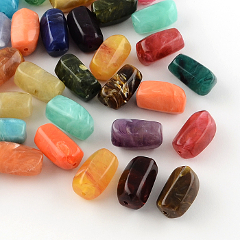 Column Imitation Gemstone Acrylic Beads, Mixed Color, 25x11.5x2mm, Hole: 2mm, about 160pcs/500g