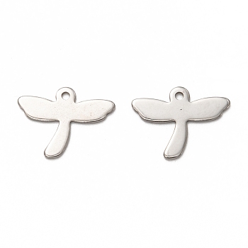 201 Stainless Steel Pendants, Laser Cut, Dragonfly, Stainless Steel Color, 18x14x1mm, Hole: 1.4mm