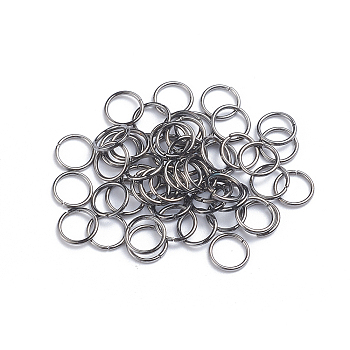 Iron Jump Rings, Open Jump Rings, Round Ring, Gunmetal, 6x0.9mm, 19 Gauge, Inner Diameter: 4.2mm, about 100pcs/bag