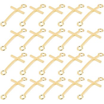 CHGCRAFT 60Pcs Alloy Connector Charms, Cadmium Free & Lead Free, Sideways Cross, Golden, 39x17x2mm