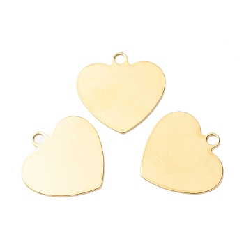 Ion Plating(IP) 201 Stainless Steel Pendants,  Heart, Golden, 33x34x1mm, Hole: 3.8mm