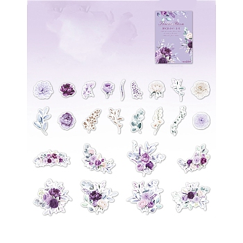 25Pcs Flowers Theme DIY Paper Stickers, for DIY Album Scrapbook, Diary Decoration, Thistle, 38~82x6~88x0.1mm