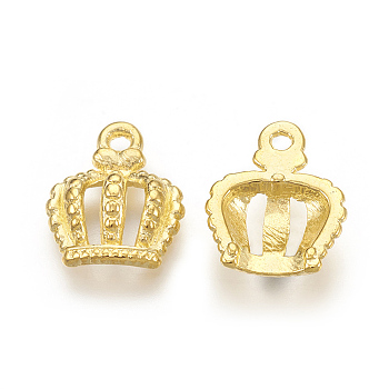 Tibetan Style Alloy Crown Charms, Lead Free & Cadmium Free, Golden, 14mm long, 12mm wide, 1mm thick, hole: 1.5mm