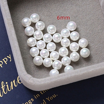 DIY Handmade Jewelry Beads, Plastic Imitation Pearl Earring Material Beads, White, 6mm