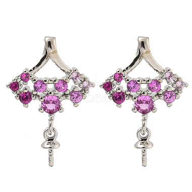 Platinum Violet Others Brass+Cubic Zirconia Stud Earring Findings