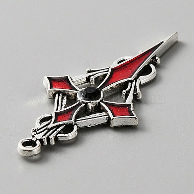 Jet Rhinestone Cross Pendatn with Red Enamel(ENAM-WH0001-06AS-03)-3