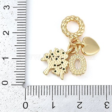 Rack Plating Brass Clear & Green Cubic Zirconia European Dangle Charms(KK-P287-24G)-3