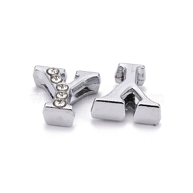 Alloy Rhinestone Initial Letter.Y Slide Charms Fit DIY Wristbands & Bracelets(X-ZP1Y-NLF)-2