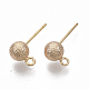 Brass Ball Stud Earring Findings(X-KK-T048-010GB-NF)-2