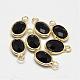 Oval Faceted Golden Tone Brass Glass Charms(GLAA-O015-20G)-1