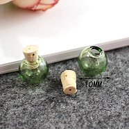 Miniature Glass Bottles, with Cork Stoppers, Empty Wishing Bottles, for Dollhouse Accessories, Jewelry Making, Round, Lime Green, 10mm(MIMO-PW0001-037A-02)