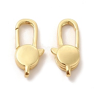 Eco-Friendly Rack Plating Brass Lobster Claw Clasps, Long-Lasting Plated, Lead Free & Cadmium Free, Real 18K Gold Plated, 19x9x4mm, Hole: 1.5x1.7mm(KK-F851-01G)