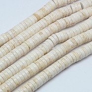 Synthetic Turquoise Beads Strands, Heishi Beads, Dyed, Flat Round/Disc, Creamy White, 8x3~4mm, Hole: 1mm, about 110pcs/strand, 15.75 inch(X-TURQ-G110-8x4mm-11)
