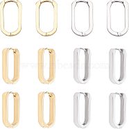 6 Pairs 2 Colors 304 Stainless Steel Huggie Hoop Earrings, Oval, Golden & Stainless Steel Color, 21x11x3mm, Pin: 1mm, 3 pairs/color(STAS-UN0025-25)