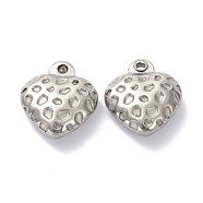 Tarnish Resistant 304 Stainless Steel Charms, Heart, Bumpy, Stainless Steel Color, 14x12.5x5mm, Hole: 1.2mm(STAS-K216-32P)