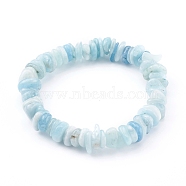 Chips Natural Aquamarine Beads Stretch Bracelets, Inner Diameter: 2-1/8 inch(5.5cm)(BJEW-JB05989)