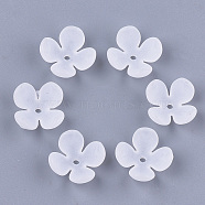 4-Petal Transparent Acrylic Bead Caps, Frosted, Flower, Clear, 16x16.5x6mm, Hole: 1.5mm(X-FACR-T001-14)