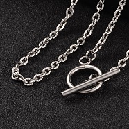 304 Stainless Steel Cable Chain Necklaces, with Toggle Clasps, Stainless Steel Color, 16.9 inch(43cm)(NJEW-JN01471)