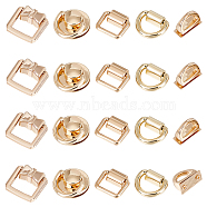 WADORN 20Set 5 Style DIY Bag Suspension Clasp Kits, Including Alloy Buckle Clasps, with Iron Shim & Screws, Bowknot/Flat Round/Rectangle, Platinum & Light Gold, 21x23x7mm(FIND-WR0008-71)