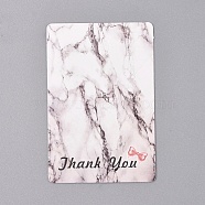 Cardboard Display Cards, Used For Necklace, Marble Texture Pattern, Rectangle with Word Thank You, White, 75x50x0.3mm, Hole: 8mm and 2mm(X-CDIS-L005-09)