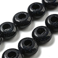 Synthetic Blue Goldstone Beads Strands, Rondelle, 10~10.5x4~4.5mm, Hole: 1.2mm, about 20pcs/strand, 7.95''(20.2cm)(G-P536-A18-01)