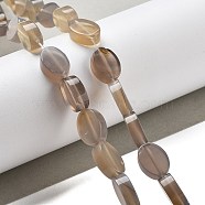 Natural Grey Agate Beads Strands, Oval, 14x10x5mm, Hole: 0.5mm, about 28pcs/strand, 15.55''(39.5cm)(G-P559-B10-01)