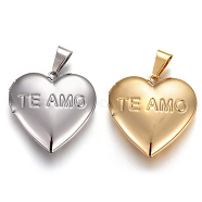 304 Stainless Steel Locket Pendants, Photo Frame Charms for Necklaces, Heart with Tree of Life, Mixed Color, 29x29x6.5~7mm, Hole: 4.5x9mm, Inner Diameter: 20x21mm(STAS-O116-02)