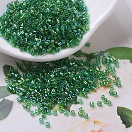 MIYUKI Delica Beads Small, Cylinder, Japanese Seed Beads, 15/0, (DBS0152) Transparent Green AB, 1.1x1.3mm, Hole: 0.7mm, about 3500pcs/10g(X-SEED-J020-DBS0152)