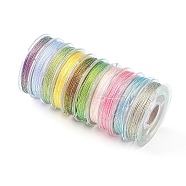 10 Rolls 3-Ply Metallic Polyester Threads, Round, for Embroidery and Jewelry Making, Colorful, 0.3mm, about 24 yards(22m)/roll, 10 rolls/group(MCOR-YW0001-03A)