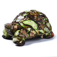 Tortoise Assembled Natural Bronzite & Synthetic Imperial Jasper Model Ornament, for Desk Home Display Decorations, Light Green, 76~78x47~48x33~35mm(G-N330-39B-02)