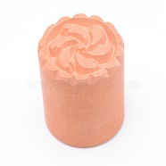 Wooden Stamps, Column, Flower Pattern, 49.5~50x34.5~35mm(AJEW-WH0018-72B-08)