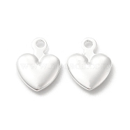 Brass Charms, Cadmium Free & Lead Free, Heart Charm, 925 Sterling Silver Plated, 11x8.5x2mm, Hole: 1.5mm(KK-H442-48S)