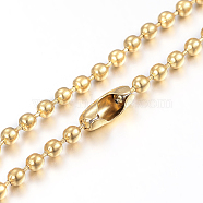 304 Stainless Steel Ball Chain Necklaces Making, Round, Golden, 29.5 inch(75cm), 1.5mm(MAK-I008-01G-A01)
