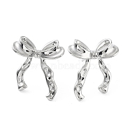 Bowknot Rack Plating Brass Studs Earrings for Women, Long-Lasting Plated, Lead Free & Cadmium Free, Platinum, 22.5x19.5mm(KK-Z038-11P)