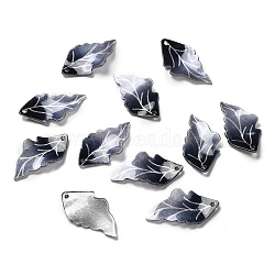 Acrylic Pendants, Leaf, Midnight Blue, 26~27x14~15x2~3mm, Hole: 1~1.4mm(SACR-C002-20)