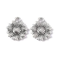 Sunflower Tibetan Style Alloy Pendants, Cadmium Free & Lead Free, Antique Silver, 18x15.5x2.5mm, Hole: 2mm, about 745pcs/1000g(TIBEP-R344-35AS-LF)