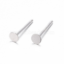 925 Sterling Silver Stud Earring Findings, Earring Posts Carved with 925, Silver, 11.5mm, tray: 3mm, Pin: 0.8mm(X-STER-K167-045B-S)