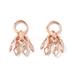 Flower Rack Plating Brass Filigree Bead Cap Bails, 7-Petal, Rose Gold, 8x8mm, Hole: 3mm(KK-L102-27RG)