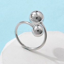 304 Stainless Steel Round Cuff Rings for Women, Stainless Steel Color, Inner Diameter: 19mm(RJEW-A063-01E-P)