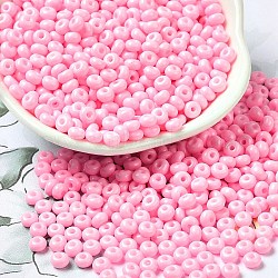 Baking Paint Glass Seed Beads, Donut, Hot Pink, 4x2.5mm, Hole: 1mm, about 6205pcs/pound(SEED-B001-02A-15)