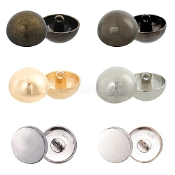 Alloy Shank Buttons, 1-Hole, Flat Round/Dome/Half Round, Mixed Color, 11.8x7.2x3.5cm, 60pcs/box(BUTT-NB0001-13)