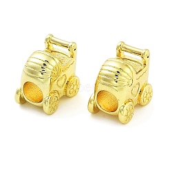 Rack Plating Brass European Beads, Long-Lasting Plated, Lead Free & Cadmium Free, Large Hole Beads, Baby Stroller, Real 18K Gold Plated, 10x7x7mm, Hole: 4mm(KK-NH0001-11G)