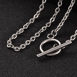 304 Stainless Steel Cable Chain Necklaces, with Toggle Clasps, Stainless Steel Color, 16.9 inch(43cm)(NJEW-JN01471)
