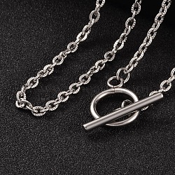 Tarnish Resistant 304 Stainless Steel Cable Chain Necklaces, with Toggle Clasps, Stainless Steel Color, 16.9 inch(43cm)(NJEW-JN01471)